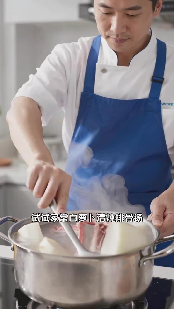白萝卜清炖排骨汤，做法家常简单，解腻开胃好消化