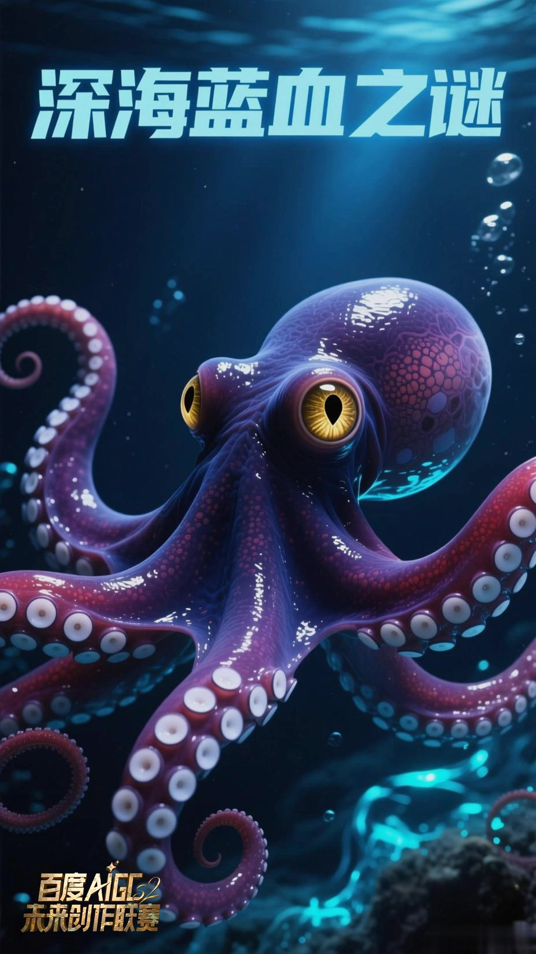 章鱼血液含血蓝蛋白呈蓝色,在低温下仍能有效携氧