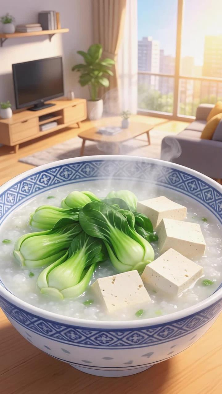 健康:清淡青菜豆腐粥养胃餐,温和好消化超护胃