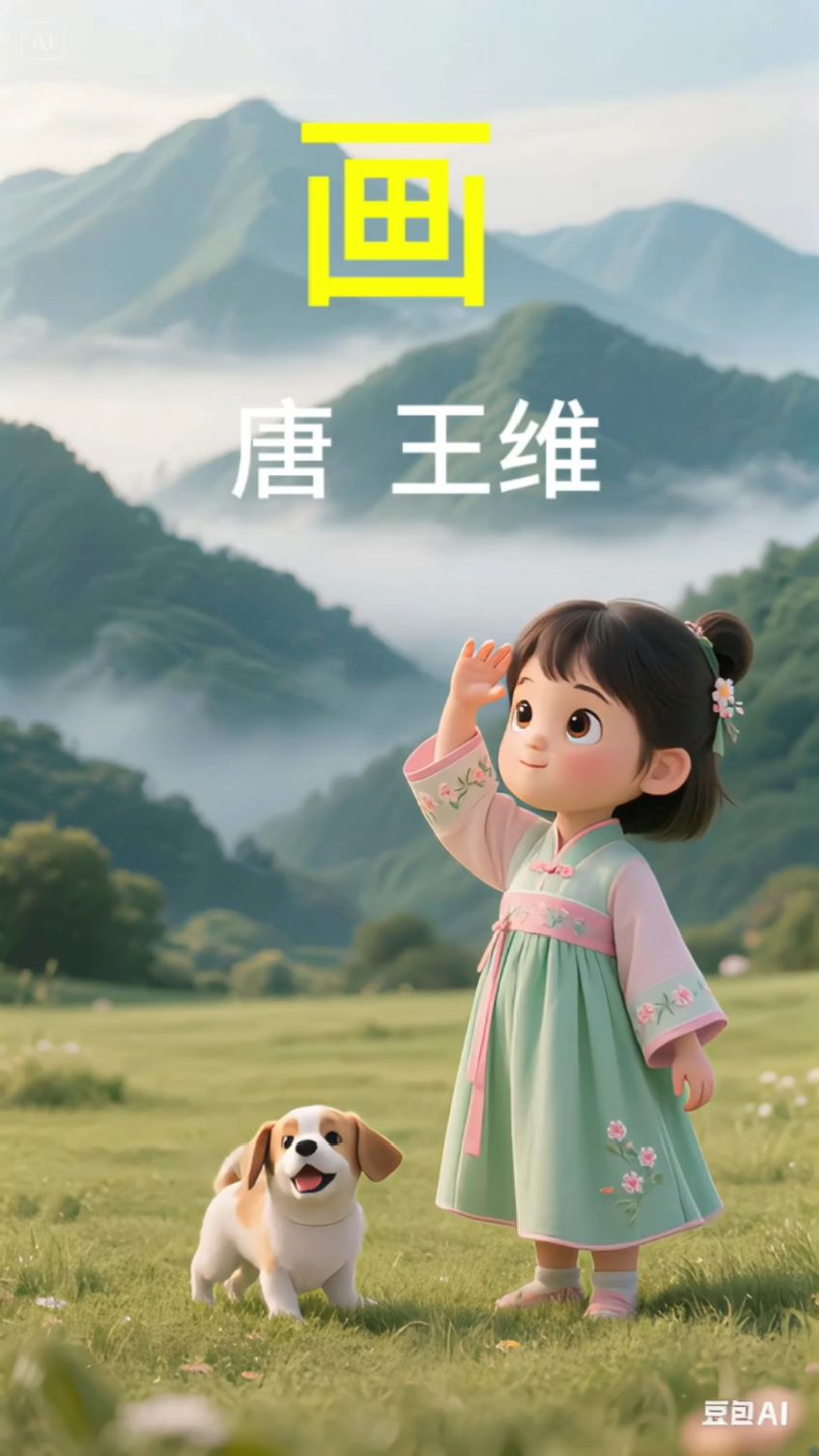 唐诗《画》,王维,启蒙教育,国学,小学必背古诗词,诗词汇