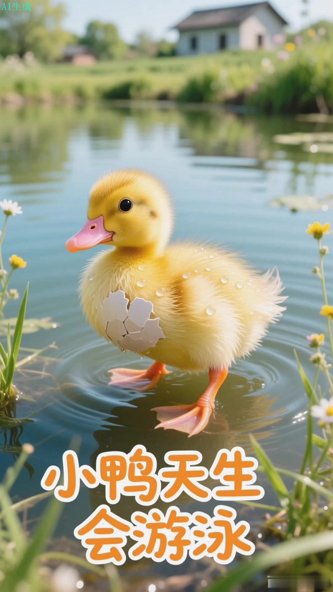 小鸭游泳天生就会,不需要母亲教导
