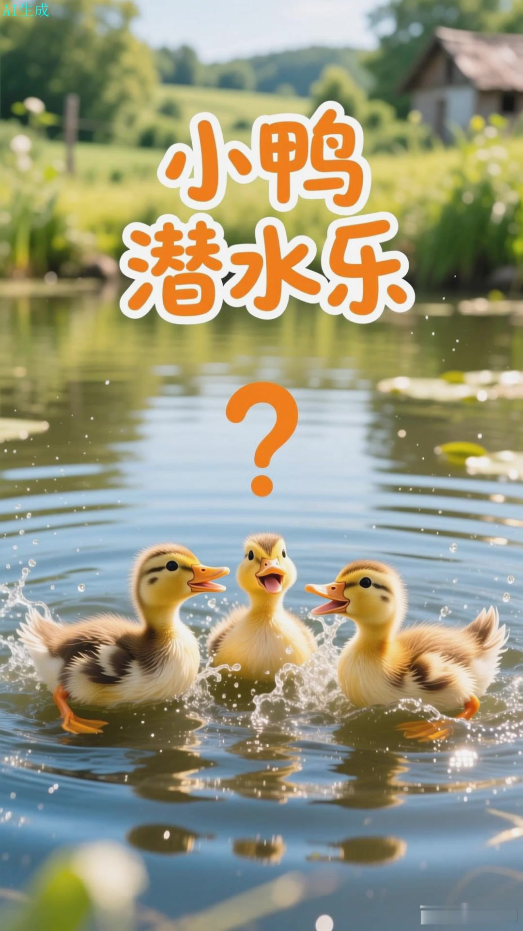 小鸭子潜水捉迷藏，屁股朝天像水中的小逗号