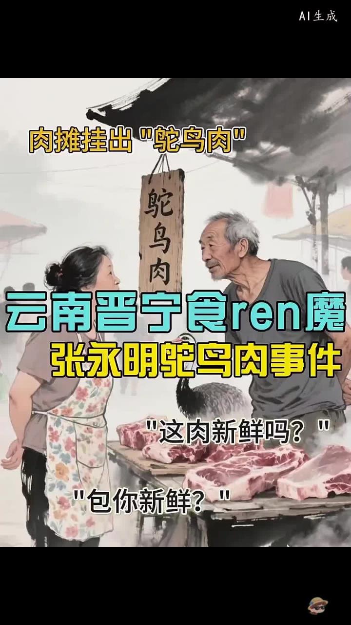 云南晋宁食ren魔张永明鸵鸟肉事件