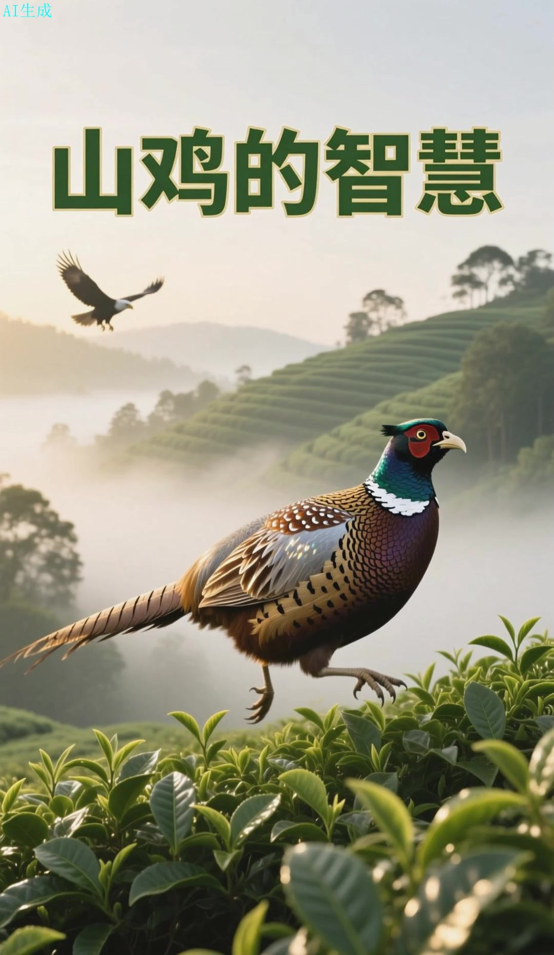 山鸡智斗猛禽，茶丛隐身记