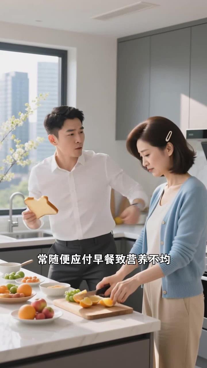早餐吃牛奶面包片,健康养生超简单～