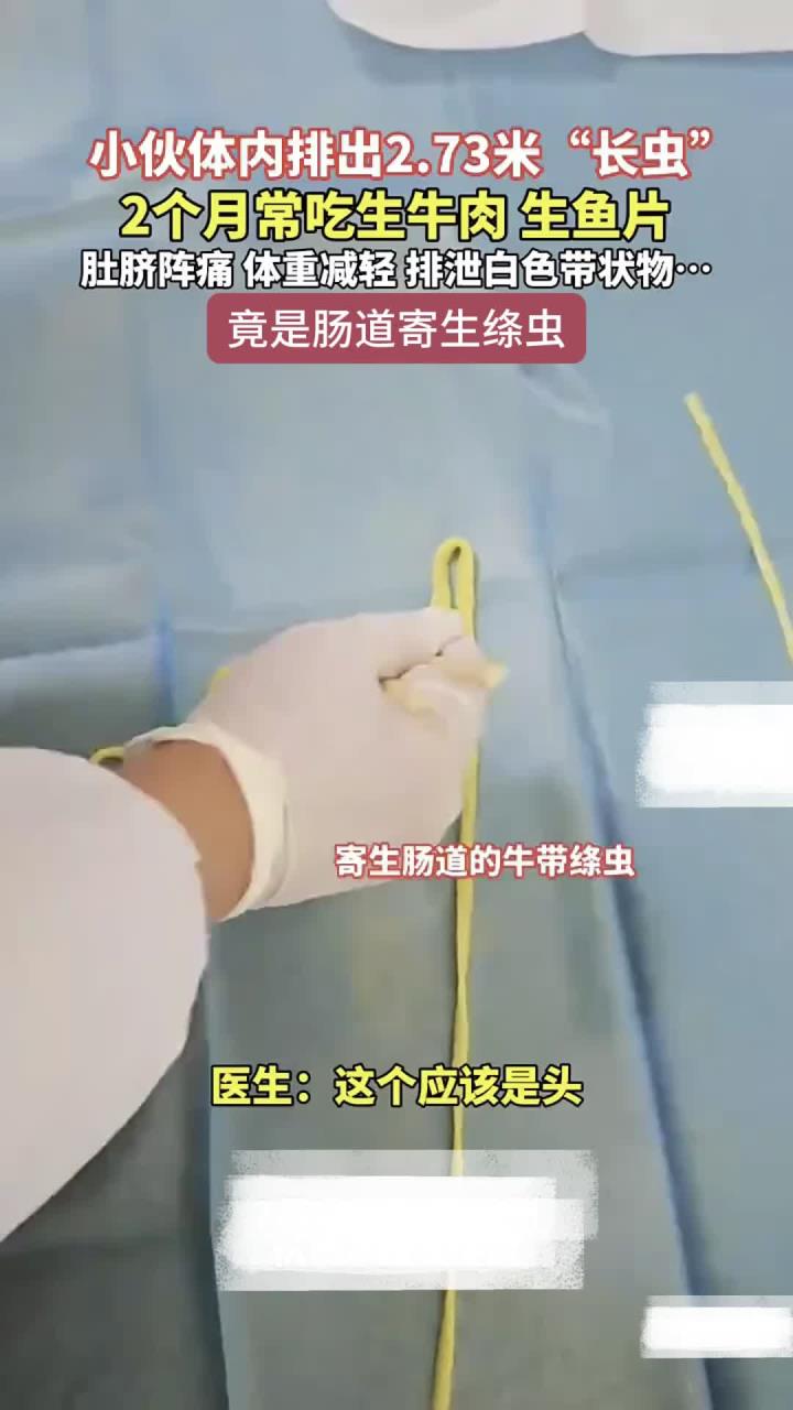健养笔记:小伙体内排出2米7长虫 2个月常吃生牛肉、生鱼片,当心绦虫!