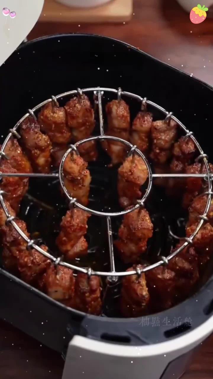 吃货宅家救星!空炸烤架双层烤盘 烤蔬菜肉串同步出锅