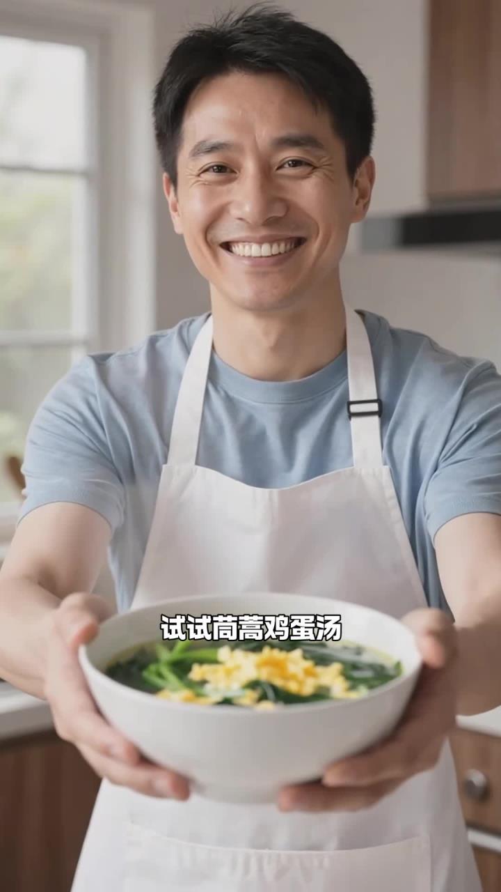 茼蒿搭配鸡蛋煮汤,清爽鲜香很解腻,家常汤品更适合日常