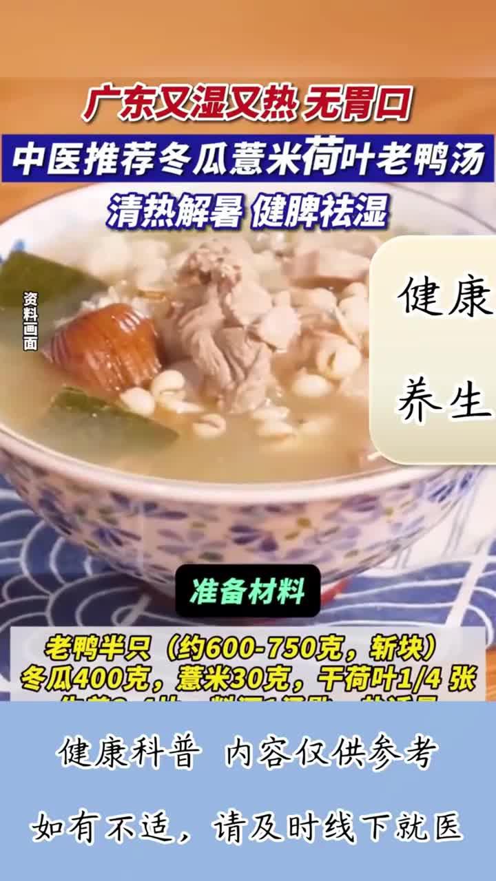 夏日湿热没食欲?中医教你煲冬瓜薏米荷叶老鸭汤,清热解暑!