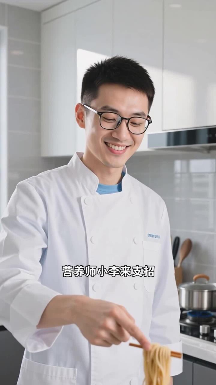 吃面条加蔬菜 + 鸡蛋，营养均衡