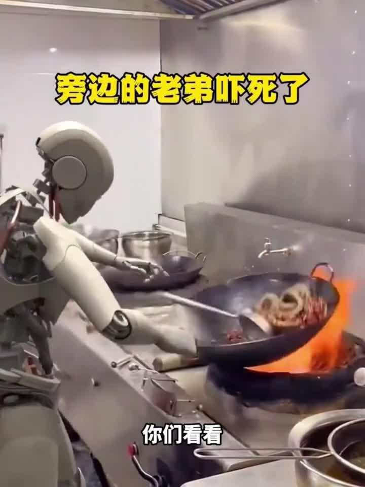 机器人暴力炒菜啊