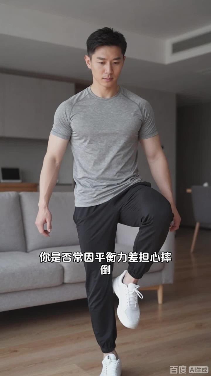 金鸡独立练，单腿站立闭目，提升平衡能力