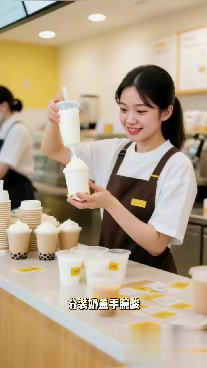 奶茶店奶盖分装员:分装奶盖手腕酸 + 贴标签手指僵?枸杞粥