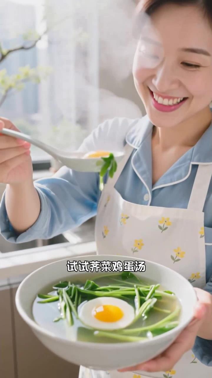 春季吃荠菜鸡蛋汤加香油,提鲜助健康养生～