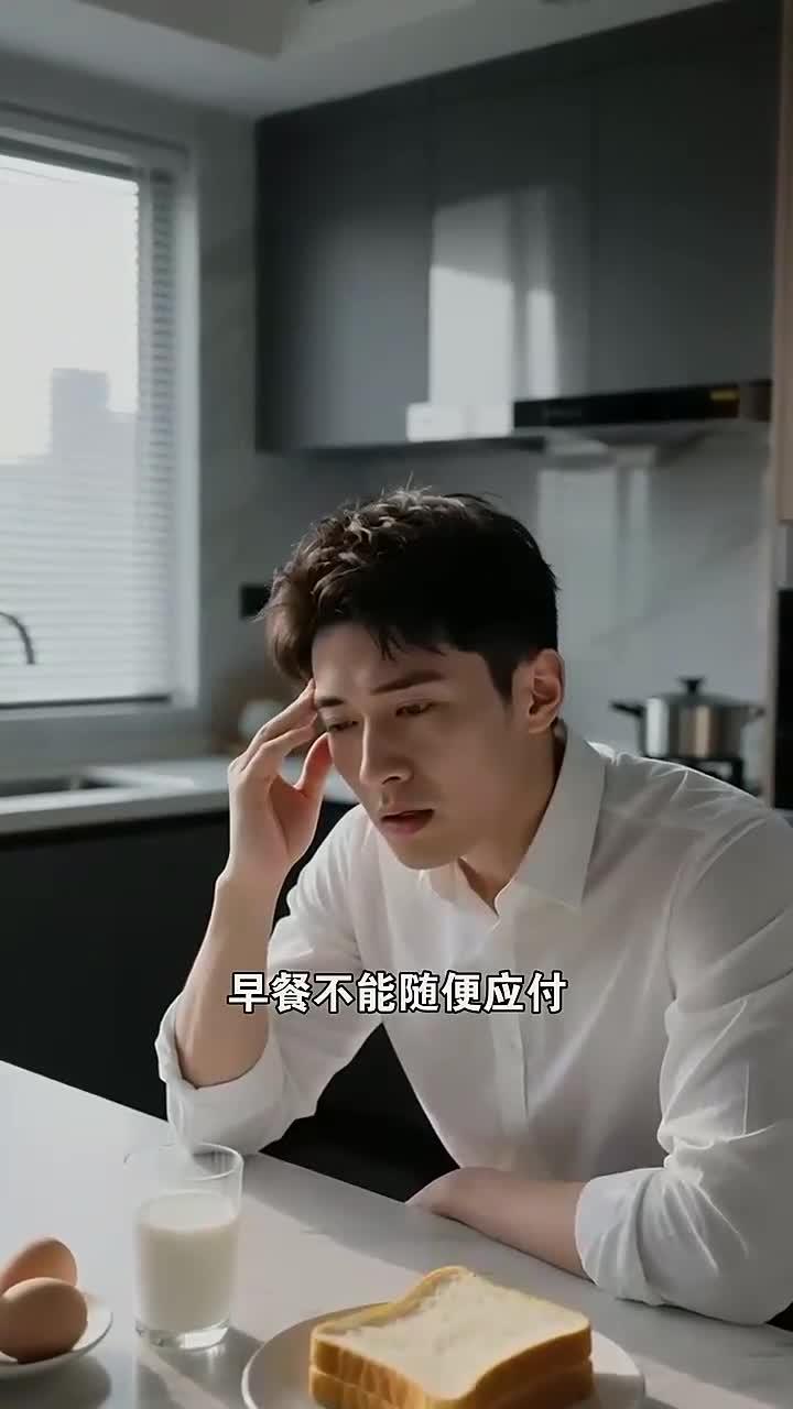上班族熬夜后早餐搭配,健康养生 4 种鸡蛋 + 牛奶 + 面包,营养均衡