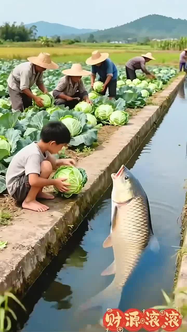 包菜喂鱼,这操作太接地气