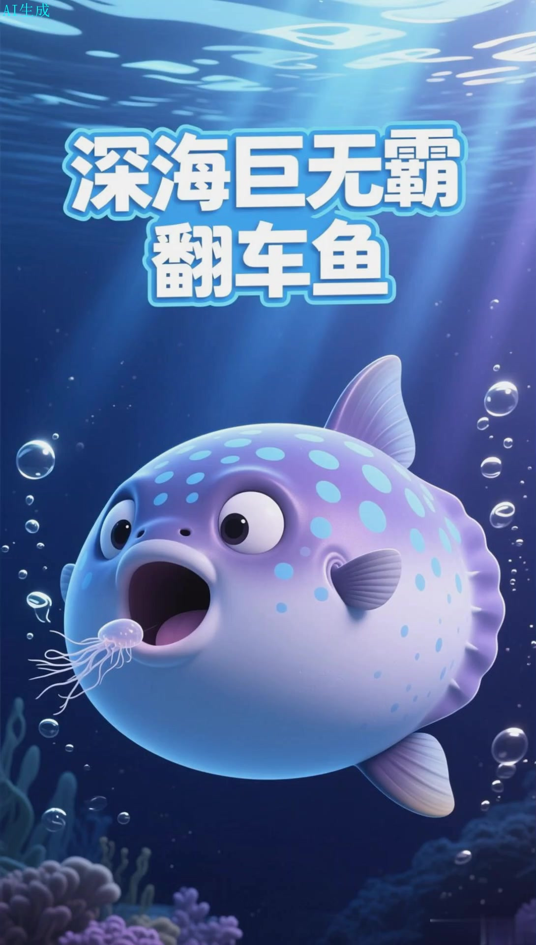 翻车鱼体型庞大,行动迟缓的深海鱼类