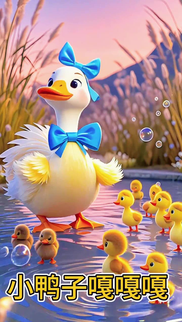 0-3岁早教儿歌《小鸭子》小鸭子嘎嘎嘎，扁扁的小嘴巴，它们跟着鸭妈妈在水里嘻嘻哈哈