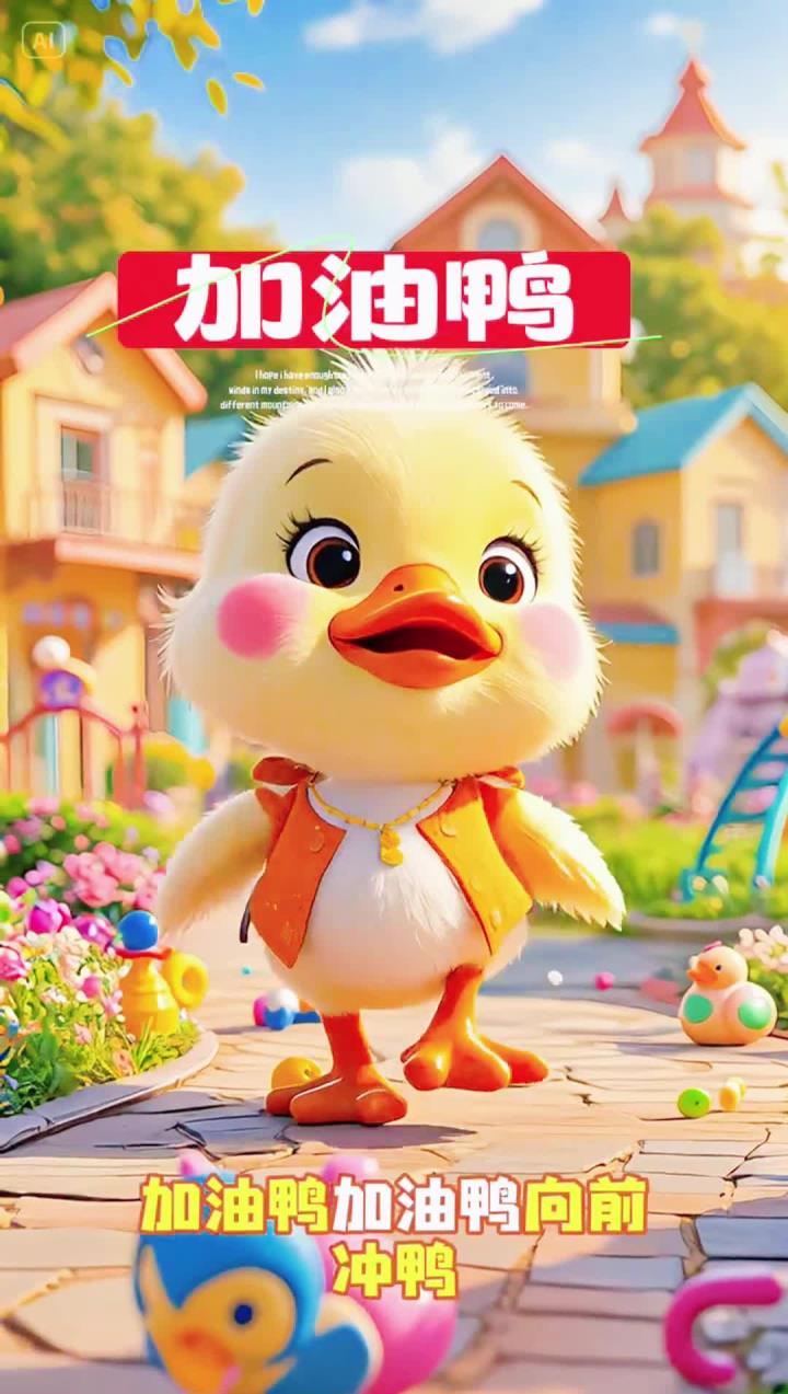 「儿歌《加油鸭》」「萌鸭向前冲」摇摇摆摆小黄鸭，童声“冲呀冲呀别放弃”魔性打气