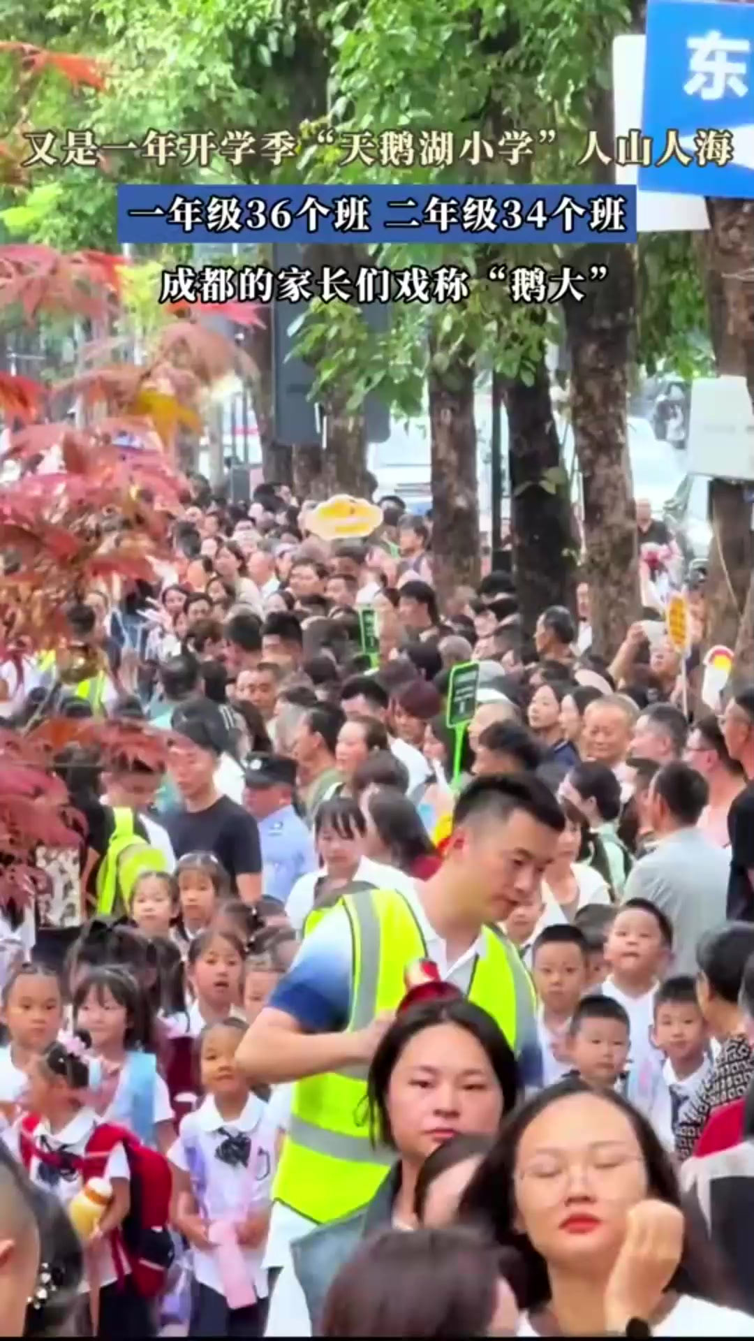 又是一年开学季天鹅湖小学人山人海,一年级36个班,二年级34个班