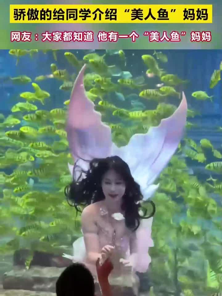 小朋友骄傲的给同学介绍“ 美人鱼 ”妈妈