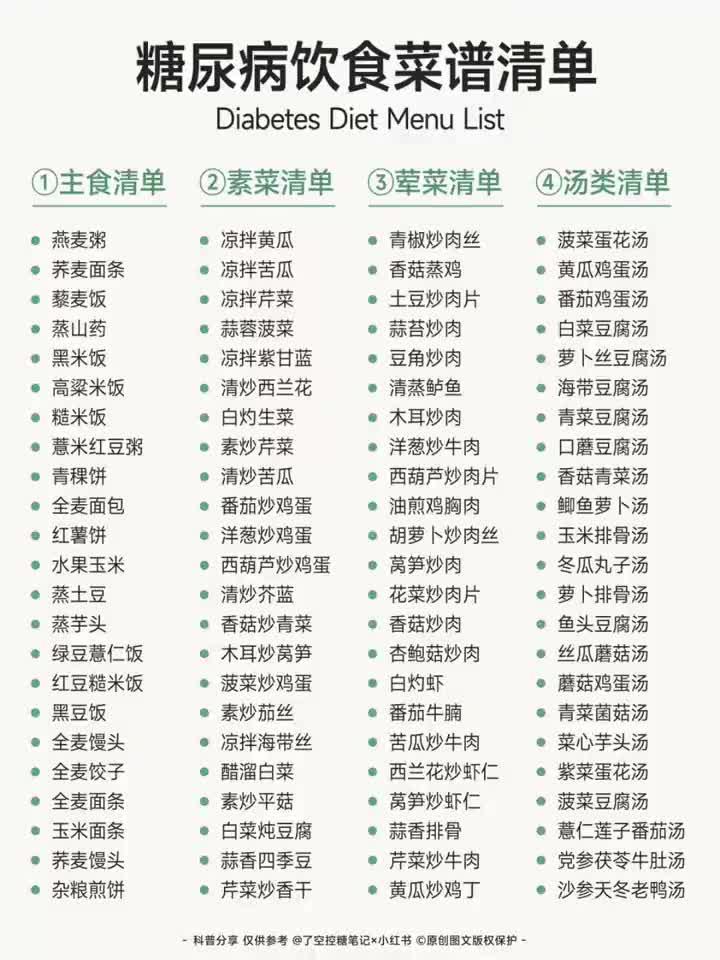 糖尿病饮食指南：控糖期必备菜谱清单