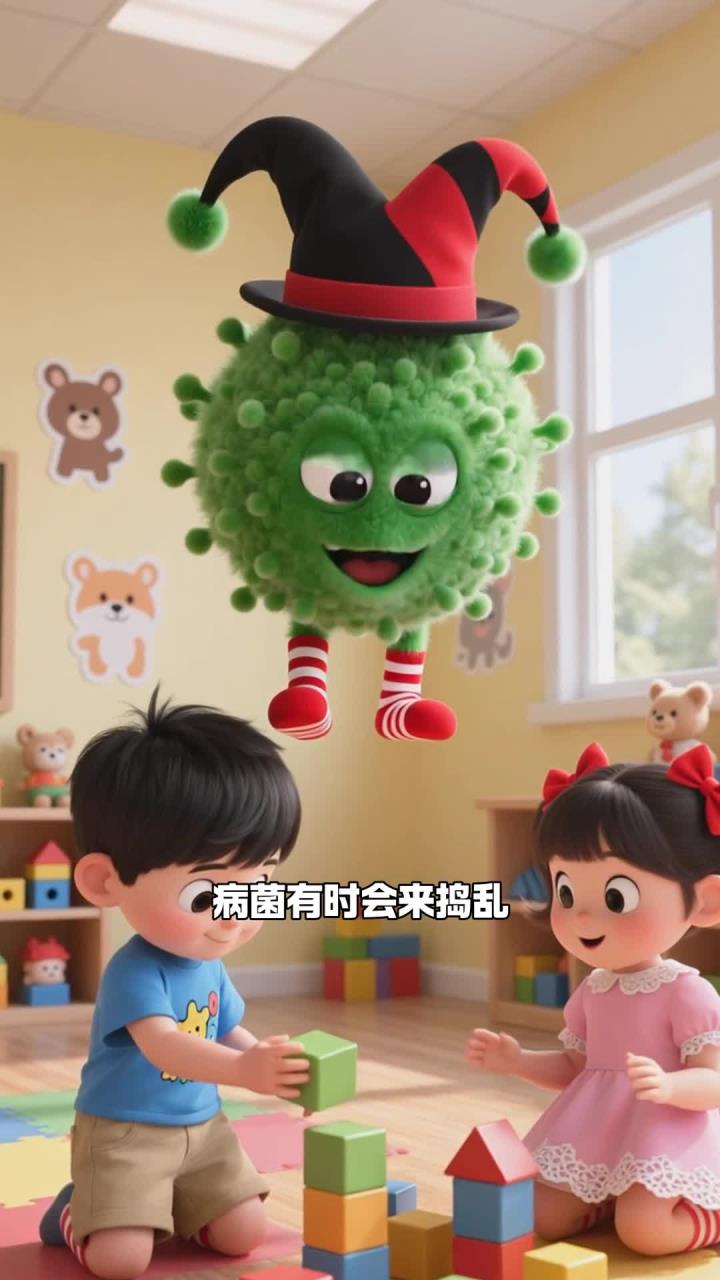 幼儿园大班娃 + 多吃豆芽菜 + 病菌全冲走啦