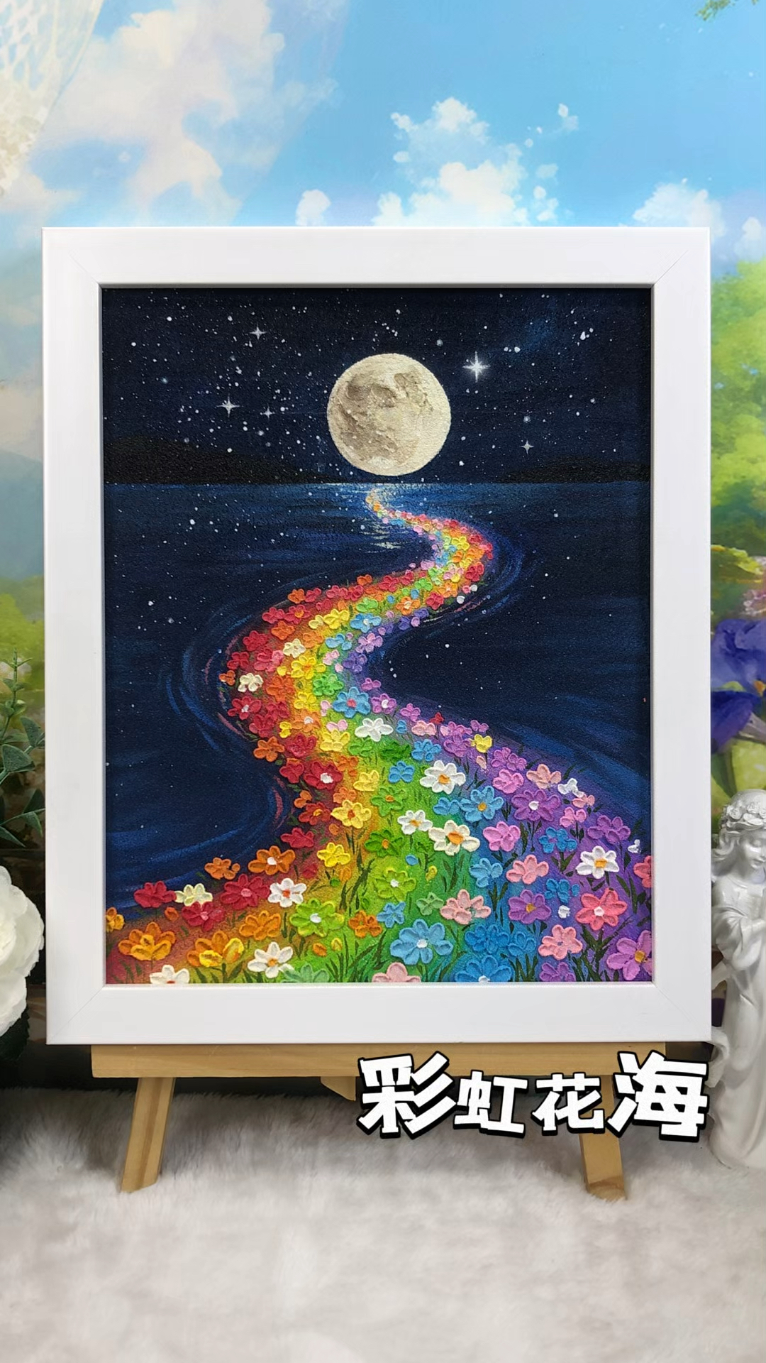 一分钟画个五彩斑斓的肌理画《彩虹花海》,成品美翻啦!