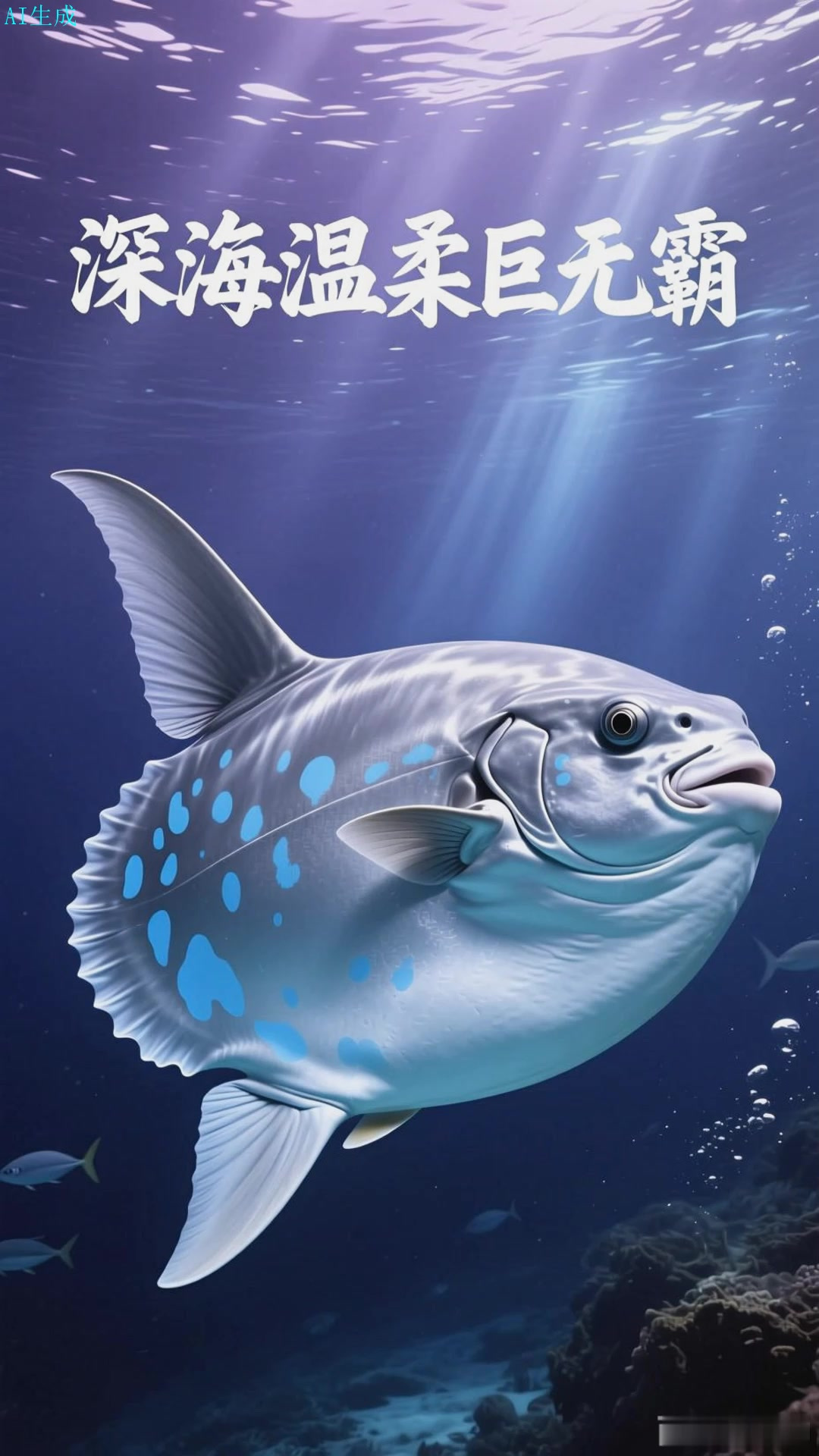 翻车鱼在深海活动，体型庞大却性情温和