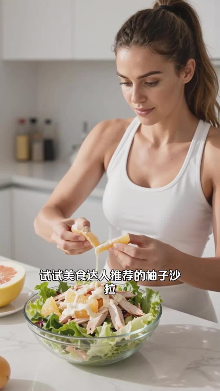 柚子沙拉清爽开胃,适合健身减脂、想吃饱又怕胖的人