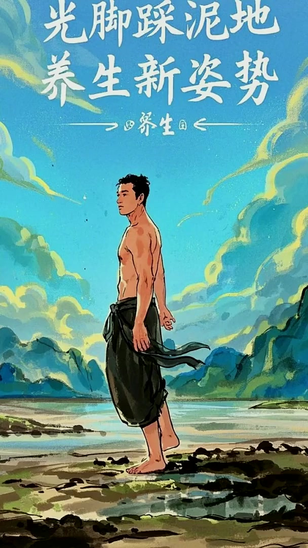 光脚踩泥地解锁养生新姿势