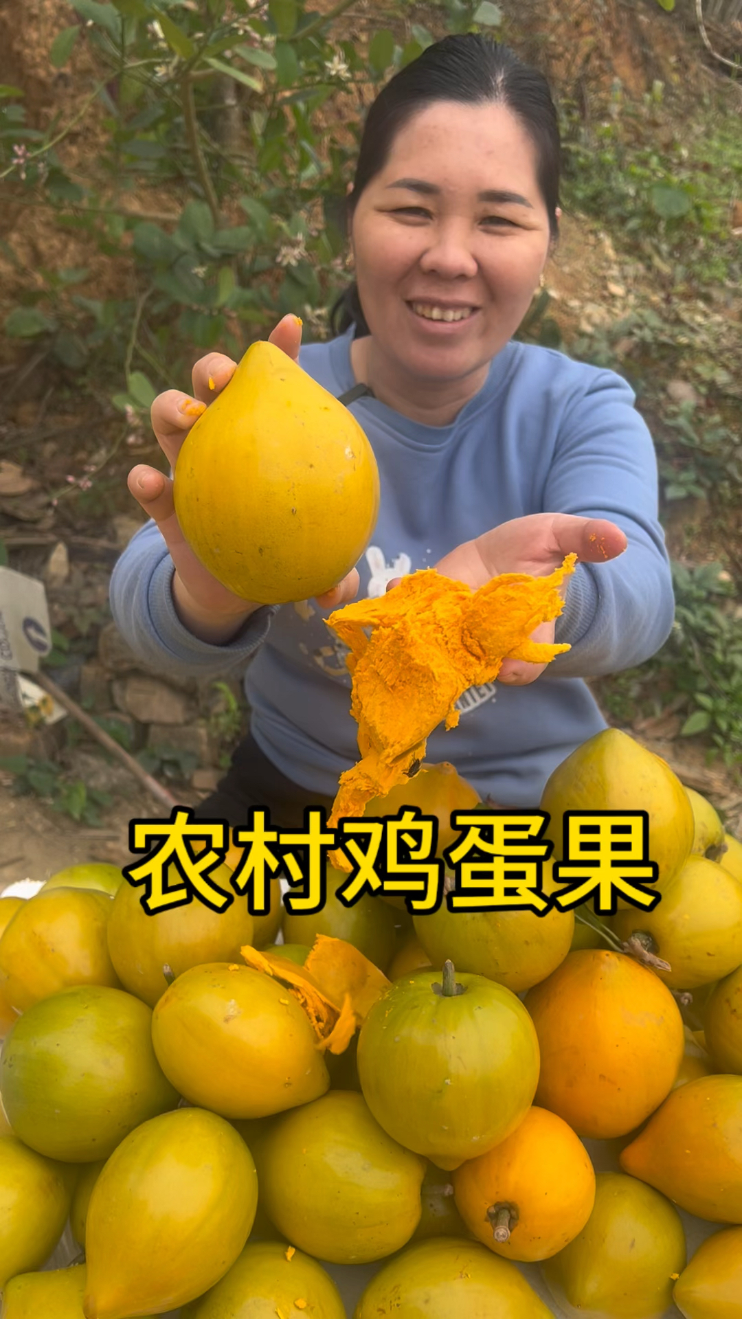 广西一农村大姐种出了超大的鸡蛋果#水果#应季水果