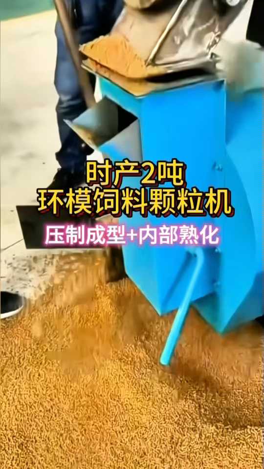 养殖场时产2吨环模饲料颗粒机整套设备