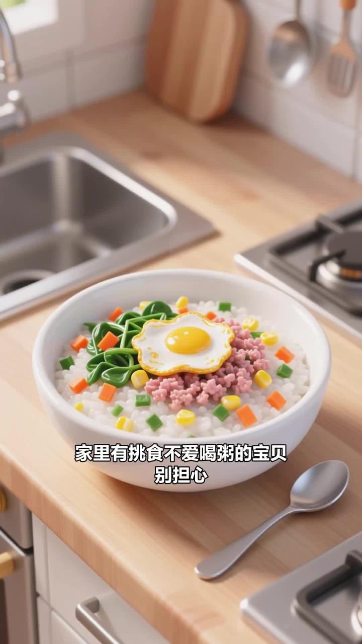 孩子挑食不爱喝粥？做成蔬菜粥底饭，食疗补营养