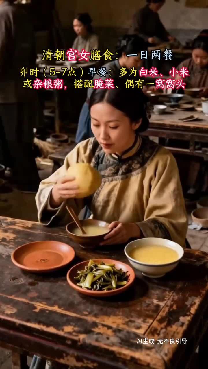 清朝宫女膳食,日常两餐详解。历史揭秘,宫廷生活细节