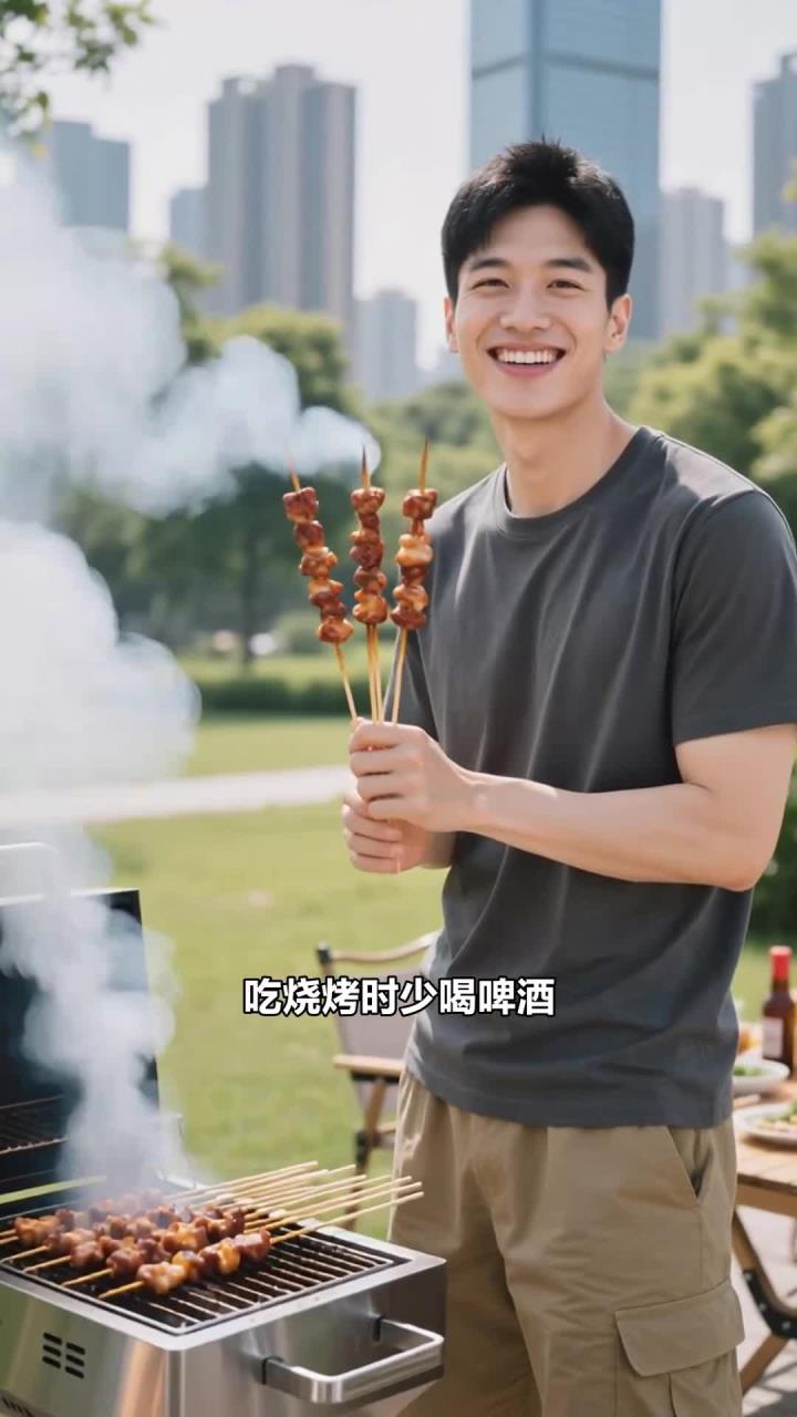 吃烧烤少喝啤酒,搭配果汁,减少伤害!