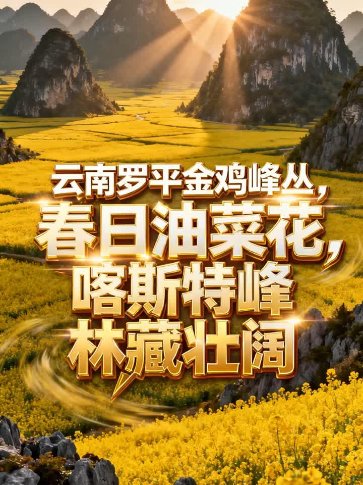 云南罗平金鸡峰丛，春日油菜花，喀斯特峰林藏壮阔