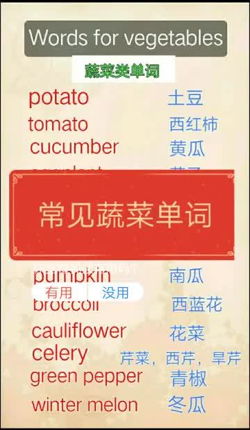 实用英语词汇~常见蔬菜单词