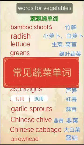 实用英语词汇-蔬菜类单词