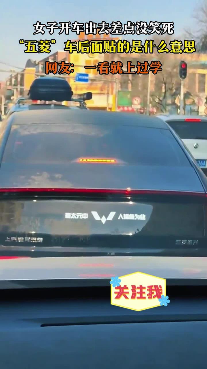 女子开车出去差点没笑死，“五菱”车后面贴的是什么意思