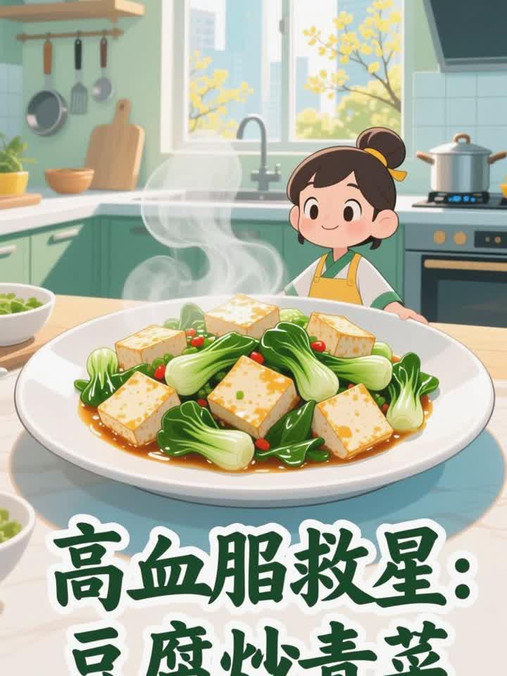 高血脂吃豆腐炒青菜，降血脂补充营养