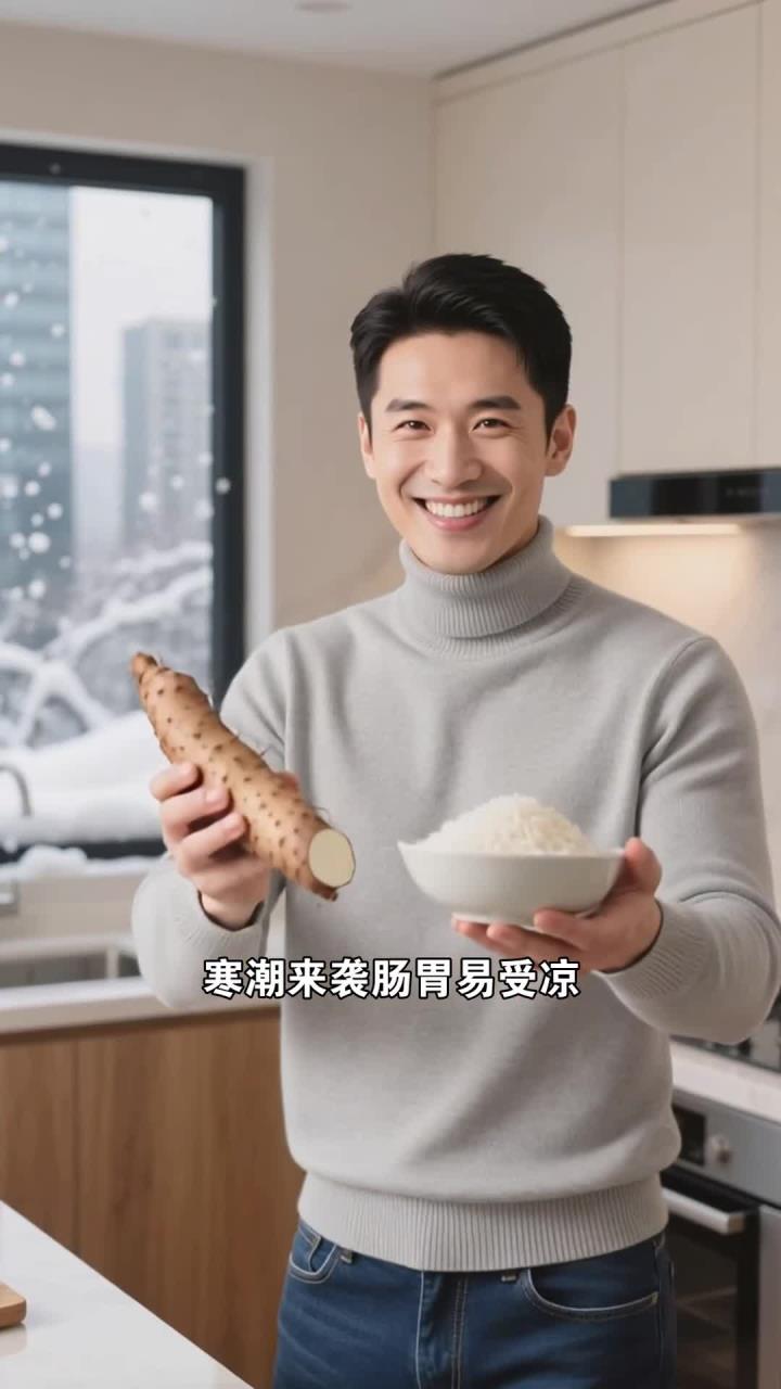 寒潮宅家做山药大米粥,健康养生养护肠胃易吸收