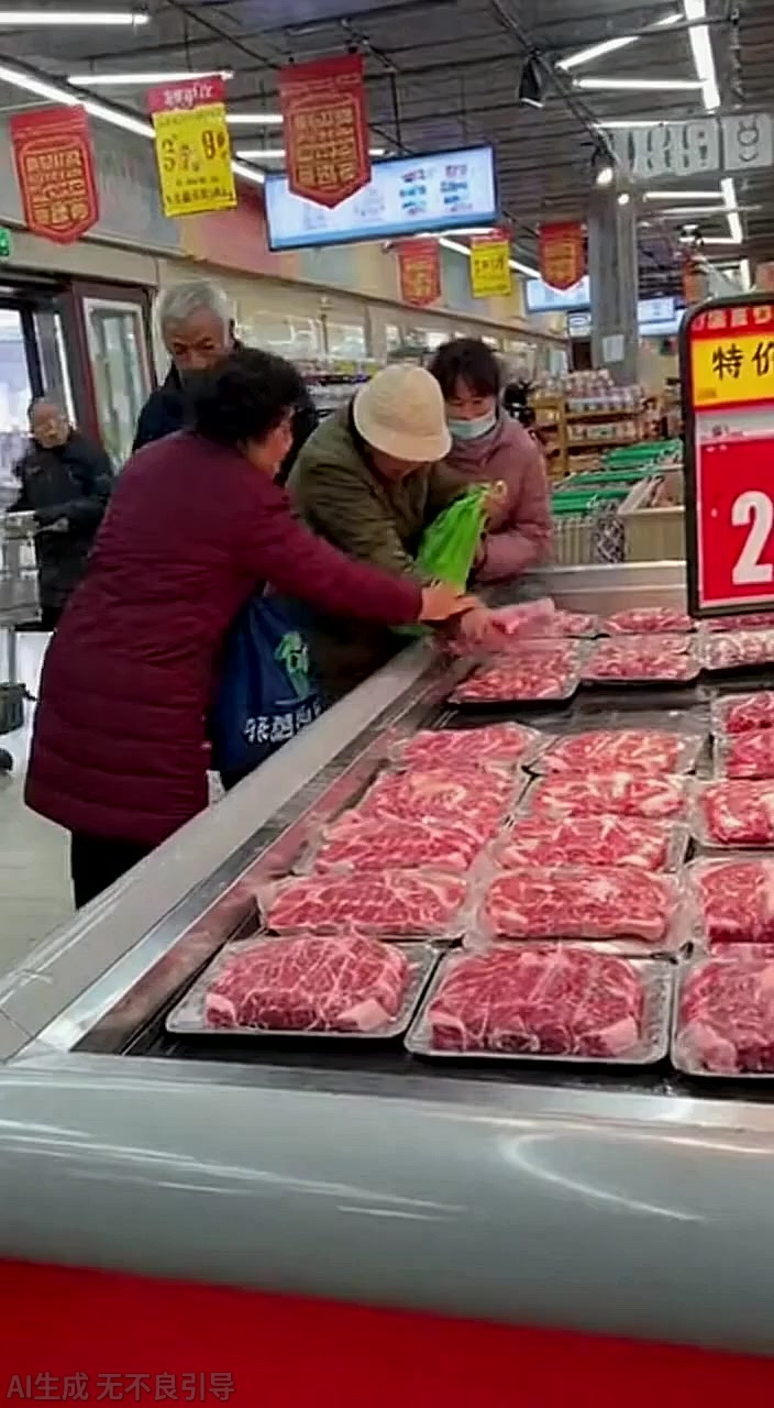 超市抢菜现场,大爷大妈太拼了
