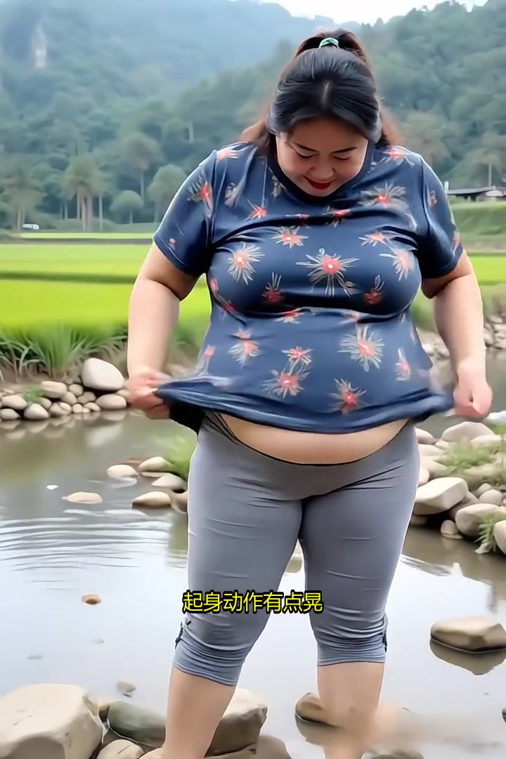 30秒见证！村妇溪边洗菜意外露赘肉，笑翻网友