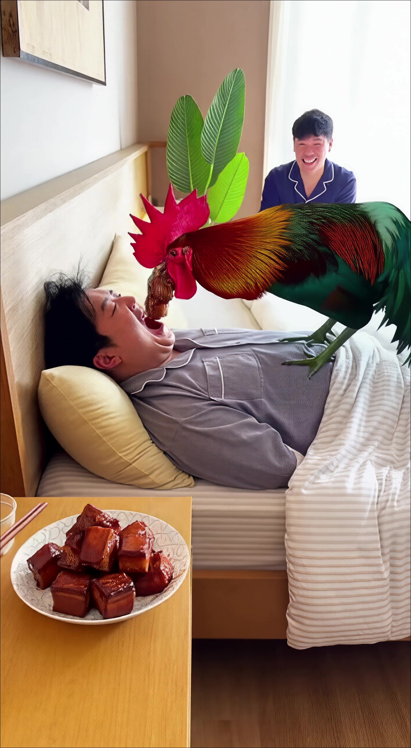 巨型公鸡竟然亲自喂我吃红烧肉，这待遇也是没谁了！