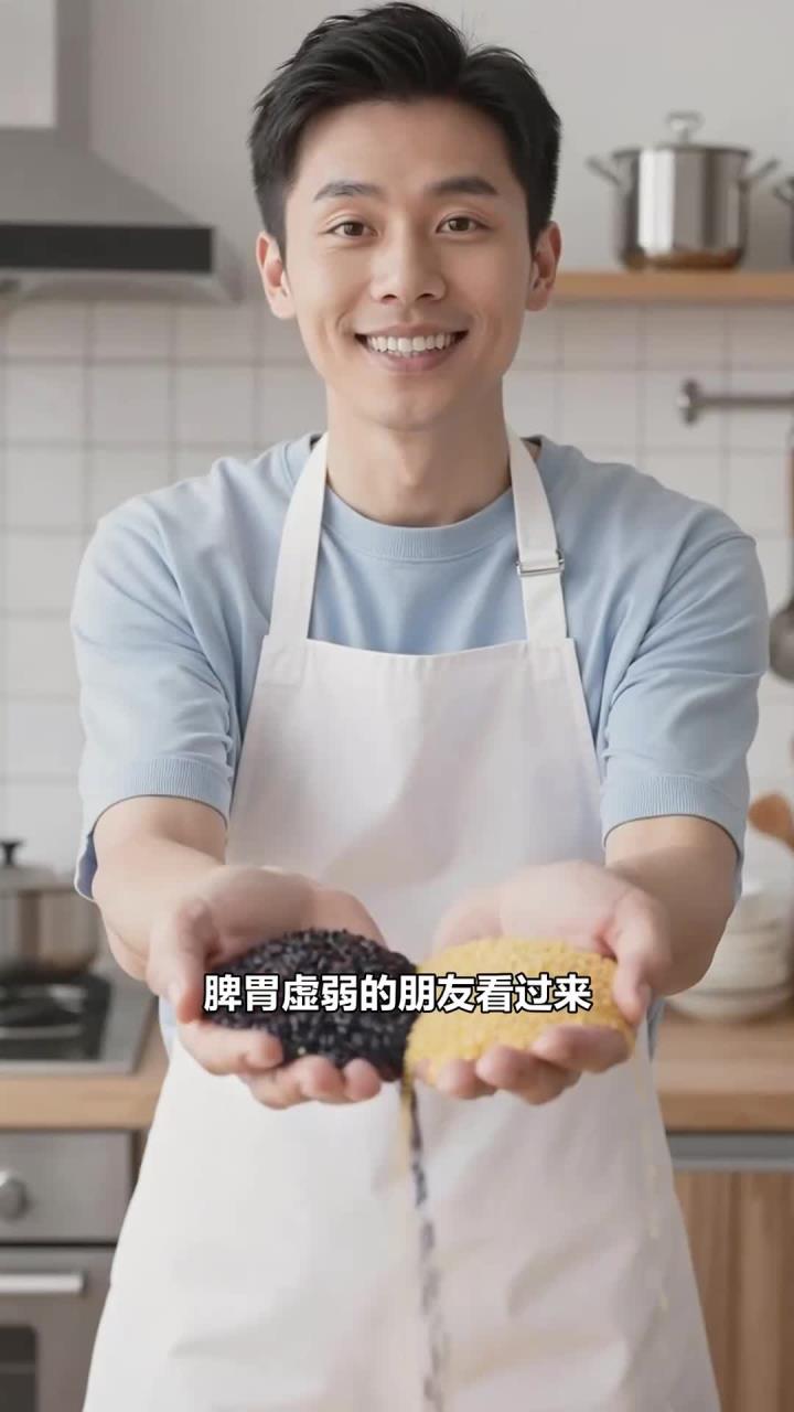 用 “黑米 + 小米 + 山药” 煮粥,健脾养胃,适合脾胃虚弱者