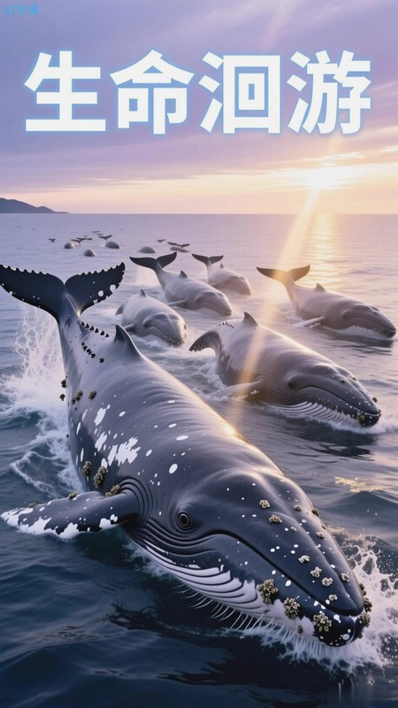 晨晖里灰鲸洄游向北