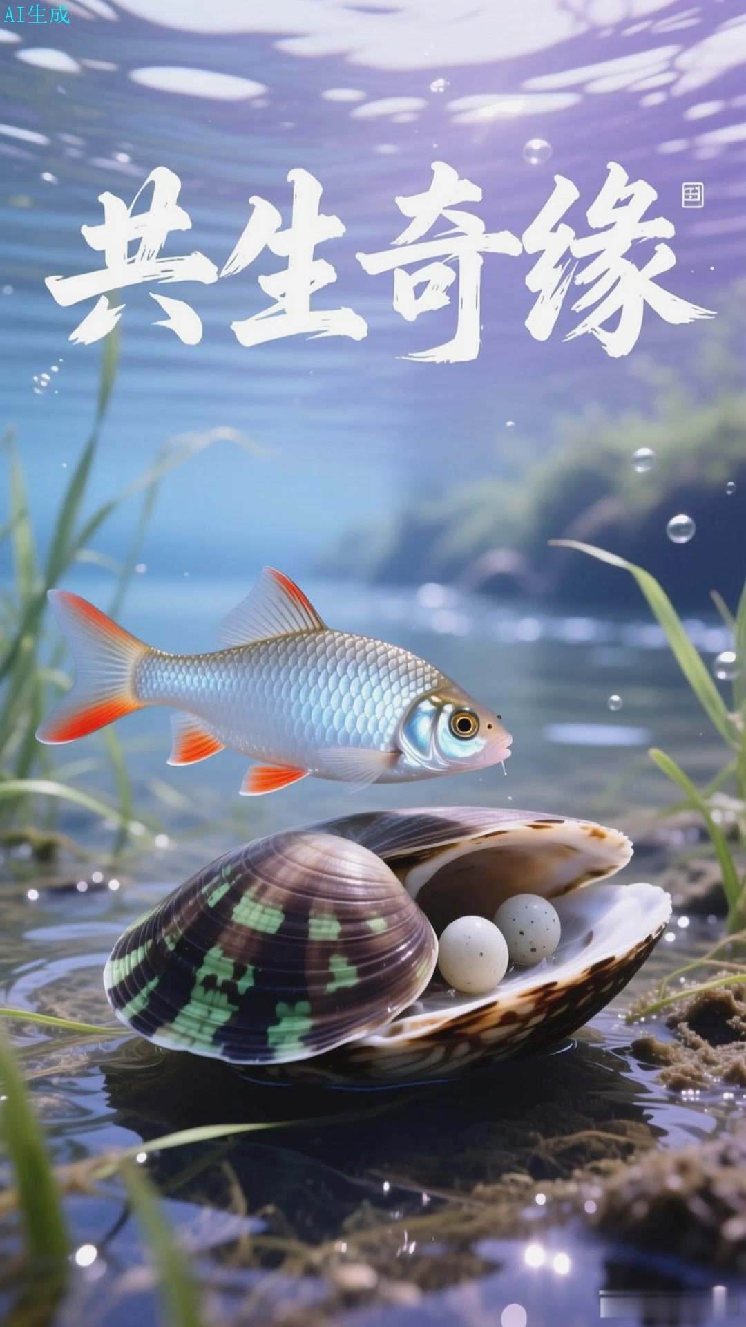 鳑鲏鱼把卵产在河蚌里