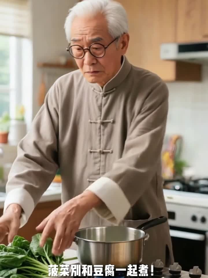健康养生季：菠菜和豆腐一起煮！