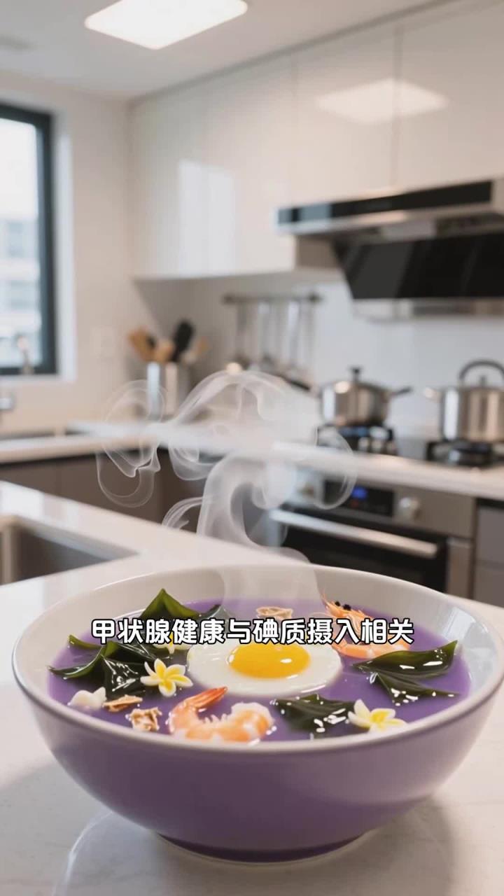 常食紫菜蛋花汤加虾皮,补充碘质护甲状腺